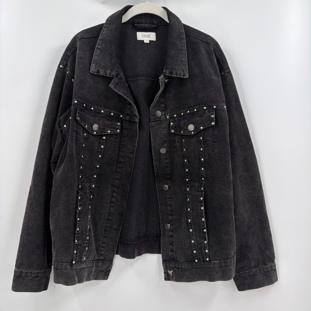 ODDY Studded Black Corduroy Jacket S Grunge Western Goth Indie Sleaze Oversized